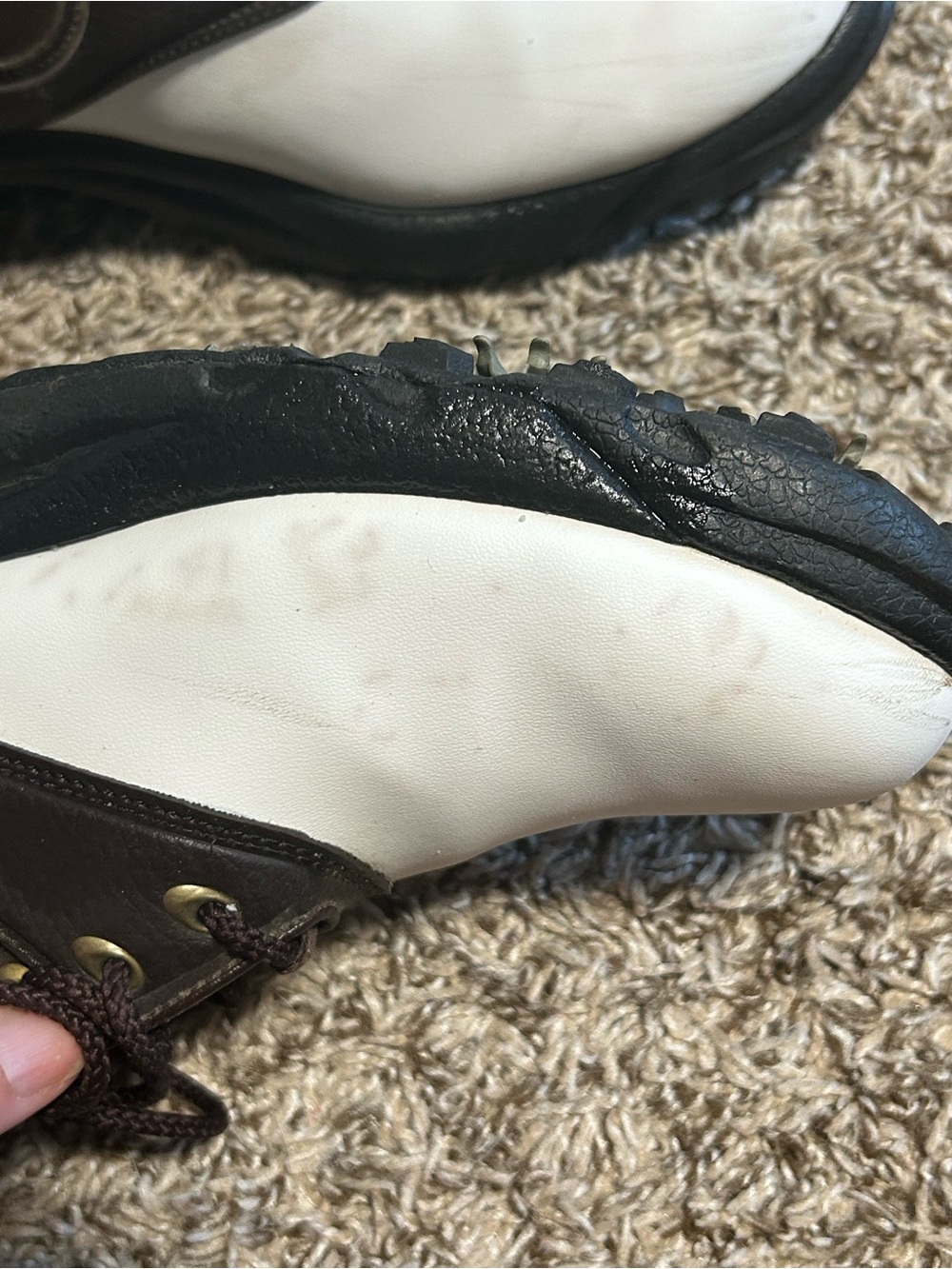 New FootJoy GreenJoys Golf Shoes Mens 11 M Saddle Soft Spikes  White Brown - Picture 11 of 11